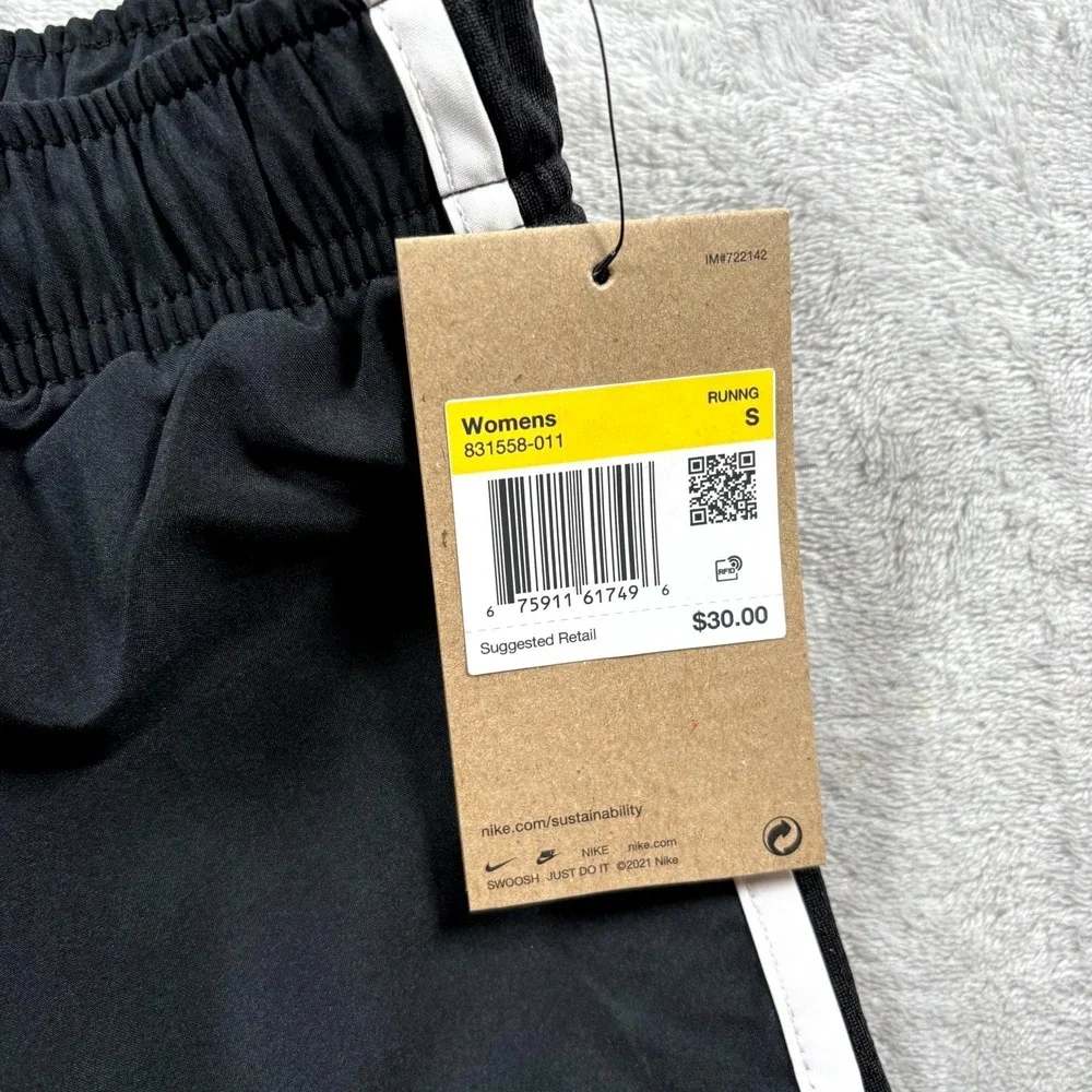 Nike Dri Fit‎ Tempo Running Shorts Womens Small Black White Drawstring Workout